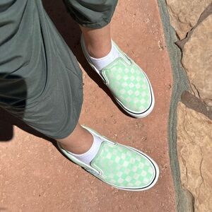 Vans classic checkered slip-on mint green 6.5